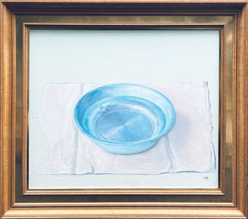 [FCP] Autenticidad garantizada Jishu Teisuke Pintura al óleo No. 25 Lavabo y papel *Obra grande Sello de la Galería de Tokio de 1964 Maestro: Hanjiro Sakamoto Pintor ganador del Premio de Arte Independiente de Japón, cuadro, pintura al óleo, pintura de naturaleza muerta