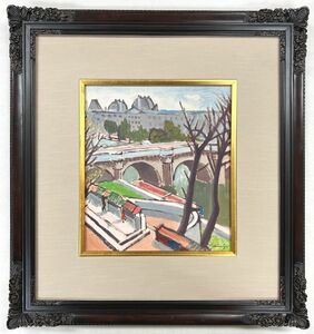 Art hand Auction [FCP] Guaranteed authenticity Nobuyuki Shimizu Oil Paintings in Europe No. 3 Bank of the Seine Created in 1924 * Works included in the art collection Founded the Independent Art Association War painter, painting, oil painting, Nature, Landscape painting