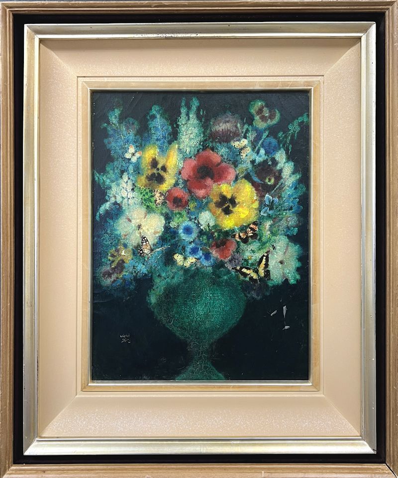 [FCP] Guaranteed Authenticity Uichi Takayama Oil Painting No. 6 Flying Butterfly Flowers Director of the Nika Society There is a museum in his hometown of Aomori Prefecture, painting, oil painting, still life painting