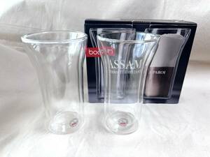 【管⑲】bodum ASSAM ダブルウォールグラス 400ml 2個 ボダム アッサム 保温 食洗器対応 電子レンジ 冷凍 オーブン