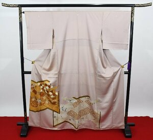 色留袖 結婚式 屏風 花 リメイク素材 身丈156cm 裄丈66cm ★着物 e-965 桜庭呉服店