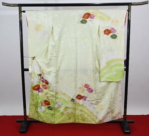 振袖 成人式 結婚式 菊 花籠 扇 身丈153cm 裄丈65cm ★着物 f-849 桜庭呉服店