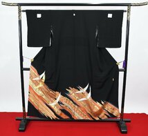 黒留袖 結婚式 舞鶴 家紋 身丈150cm 裄丈62cm ★着物 e-961 桜庭呉服店_画像1