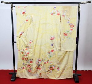 振袖 成人式 結婚式 刺繍 桐花 絞り リメイク素材 身丈161.5cm 裄丈65cm ★着物 f-894 桜庭呉服店