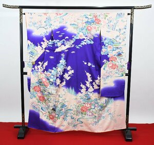 振袖 成人式 結婚式 風景 花 リメイク素材 身丈154cm 裄丈65cm ★着物 f-909 桜庭呉服店