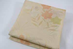 袋帯 夏帯 六通柄 葉 秋草 帯丈426cm ★着物屋 ne-8928 桜庭呉服店