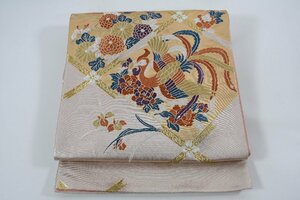 袋帯 六通柄 花 鳥 振袖 帯丈428cm ★着物屋 ne-8976 桜庭呉服店