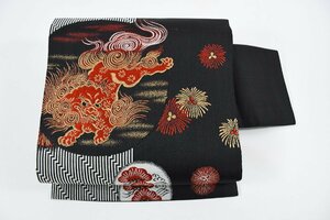 名古屋帯 アンティーク 獅子 松 帯丈336cm ★着物屋 ne-9254 桜庭呉服店