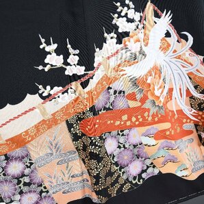 黒留袖 結婚式 舞鳥 花 身丈145cm 裄丈62cm ★着物 e-958 桜庭呉服店の画像5