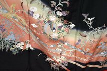 黒留袖 結婚式 花 落款 身丈159cm 裄丈65.5cm ★着物 e-944 桜庭呉服店_画像6