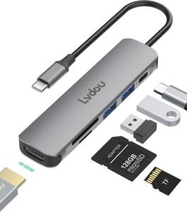 [YON-A60229269] USB-C ハブ アダプタ 6-in-1 マルチポート Type-C 85W PD充電 4K HDMI Micro SD / SDカードリーダー Mac iPad Surface