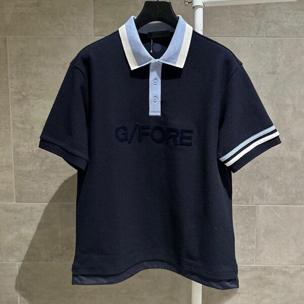 【即発送】ゴルフ メンズ ジーフォア ポロシャツ 半袖 シャツ（ネイビー）Mサイズ