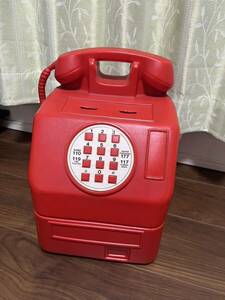 昭和レトロ 公衆電話 貯金箱 アンティーク 赤電話 レトロ 電話機 ダイヤル式