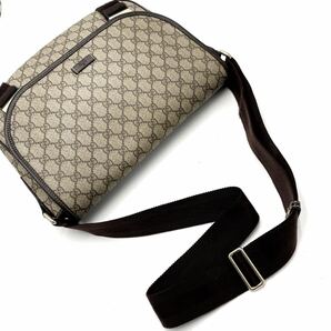 1円【美品】GUCCI グッチ ショルダーバッグ メッセンジャー トート GG柄 ゴールド金具 PVCレザー ベージュ ブラウン メンズ A 4収納の画像7