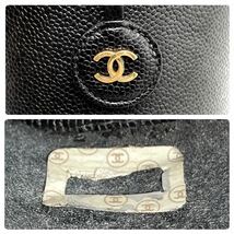 【極上】CHANEL シャネル バニティバッグ ハンドバッグ ビコローレ キャビアスキン ココチャーム レザー ブラック ゴールド金具 カード_画像10