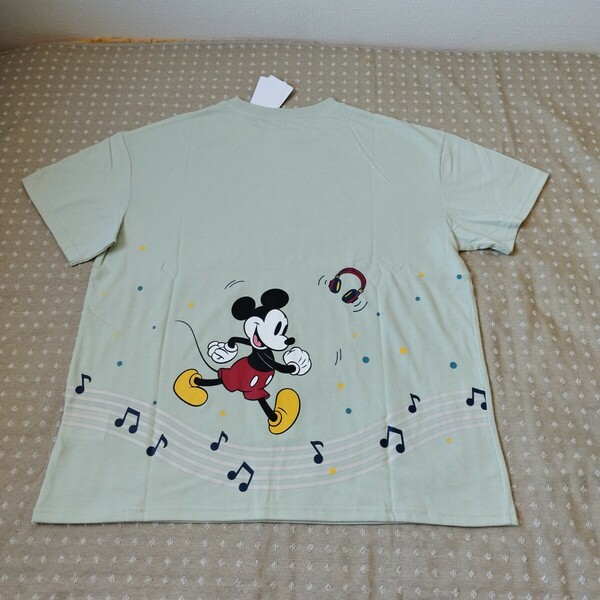 未使用 タグ Disney ミッキー 男女兼用 Tシャツ 半袖 men M ペールグリーン ミッキー＆フレンズ●色キャラsize違い有●ネコポス 送料無料