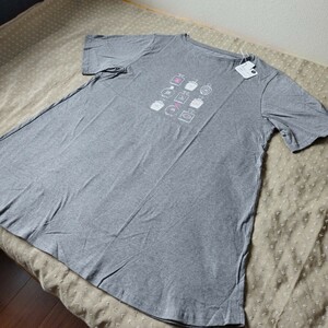 1点のみ●未使用 汗取り付 Aライン Tシャツ 半袖 ロング丈 uvカット 大きい 5L 洗濯機洗 gray系●サイズ違い出品中●ネコポス 送料無料