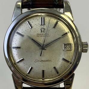 V407-K42-1080◎ OMEGA オメガ シーマスター SEAMASTER デイト メンズ 自動巻き 稼働 シルバーフェイス ホワイト文字盤 ステンレスベルトの画像1