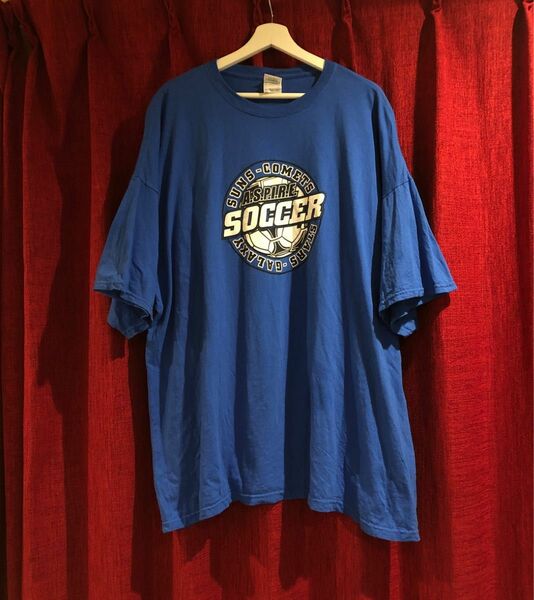 ★US古着★SOCCER Tシャツ 半袖 メンズ ブルー 大きいサイズ GILDAN ギルダン