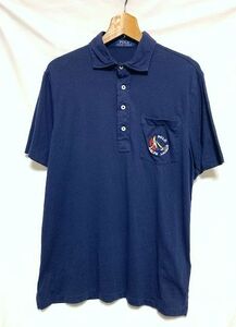 ★美品　POLO RALPH LAUREN ラルフローレン　ヨット刺繍 カットソーポロシャツ ネイビー S