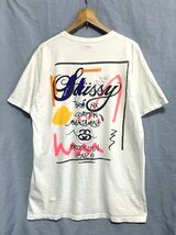 ☆美品　STUSSY ステューシー　WORLD TOUR TEE ペンキ加工 ワールドツアーTシャツ ホワイト M_画像3