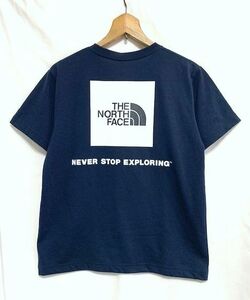 ☆美品　THE NORTH FACE ノースフェイス　SQUARE LOGO TEE スクエアロゴプリント クルーネックTシャツ ネイビー S