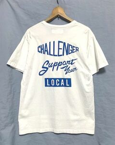 ☆21SS 美品　CHALLENGER チャレンジャー SUPPORT YOUR LOCAL　ロゴプリント クルーネックTシャツ 日本製 ホワイト L