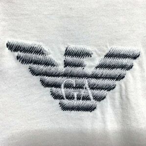 ★22SS 美品 EMPORIO ARMANI エンポリオアルマーニ イーグルロゴ刺繍 クルーネックTシャツ ホワイト Sの画像3