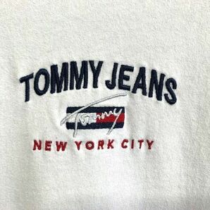 ★美品 TOMMY JEANS トミージーンズ アーチロゴ刺繍 ヘビーウェイトコットン オーバーサイズTシャツ ホワイト Lの画像3
