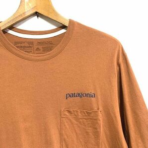☆20SS 美品 patagonia パタゴニア Road To Regenerative Pocket Tee ロゴプリント ポケットTシャツ ブラウン Sの画像4