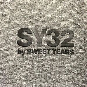 ★美品 SY32 by SWEET YEARS ロゴプリント ジャージー フルジップフーディー グレー Lの画像3