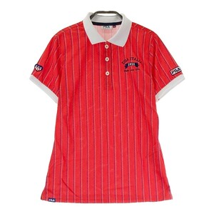 FILA GOLF フィラゴルフ ML5IL646 半袖ポロシャツ 星 ストライプ　総柄 レッド系 M [240101162392] ゴルフウェア レディース