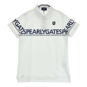 【新品】PEARLY GATES パーリーゲイツ シアサッカー 半袖ポロシャツ 総柄 ホワイト系 1 [240101164333] ゴルフウェア レディース