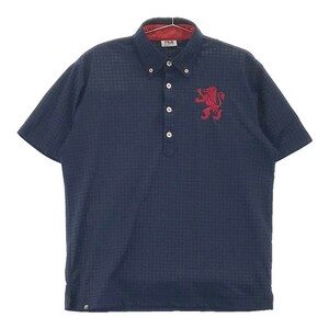 【1円】FILA GOLF フィラゴルフ 半袖ポロシャツ ボタンダウン 千鳥 ネイビー系 L [240101091841] メンズ