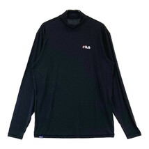 【新品】FILA GOLF フィラゴルフ ハイネック 長袖 インナー Tシャツ ブラック系 M [240101167936] ゴルフウェア メンズ_画像1