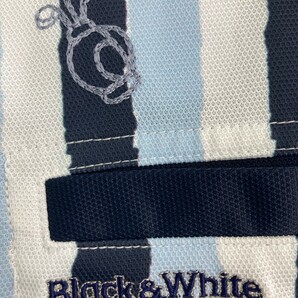 BLACK&WHITE ブラックアンドホワイト 半袖ポロシャツ ストライプ柄 ブルー系 LL [240101169788] ゴルフウェア メンズの画像3