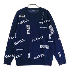 PEARLY GATES パーリーゲイツ ニットセーター カシミヤ混 総柄 ネイビー系 4 [240101170474] ゴルフウェア メンズ