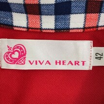 VIVA HEART ビバハート 半袖ポロシャツ ボタンダウン チェック柄 レッド系 42 [240101168203] ゴルフウェア レディース_画像4