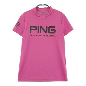 PING ピン 2022年モデル ハイネック 半袖Tシャツ ピンク系 S [240101170955] ゴルフウェア レディース