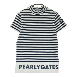 PEARLY GATES パーリーゲイツ ハイネック 半袖Tシャツ ボーダー柄 ホワイト系 0 [240101171293] ゴルフウェア レディース