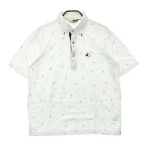 BLACK&WHITE black and white polo-shirt with short sleeves button down total pattern white group L [240101174715] Golf wear men's 