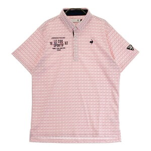 LECOQ GOLF ルコックゴルフ 2023年モデル 半袖ポロシャツ ボタンダウン 総柄 ピンク系 LL [240101175571] ゴルフウェア メンズ