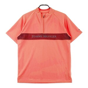 TOMMY HILFIGER GOLF トミー ヒルフィガーゴルフ ハーフジップ半袖Tシャツ ピンク系 L [240101171980] ゴルフウェア メンズ