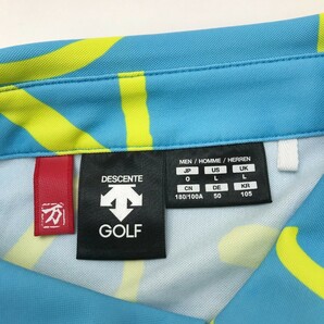 【1円】DESCENTE GOLF デサントゴルフ 2022年 半袖ポロシャツ 万美コレクション 総柄 ブルー系 O [240101084880] メンズの画像3