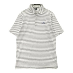 【1円】ADIDAS GOLF アディダスゴルフ 半袖ポロシャツ ボーダー柄 ホワイト系 S [240101111890] メンズ