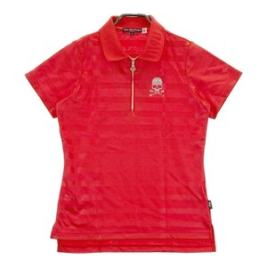 [1 jpy ]DANCE WITH DRAGON Dance With Dragon half Zip polo-shirt with short sleeves border pattern red group 2 [240101134782] lady's 