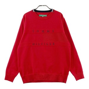 TOMMY HILFIGER GOLF トミー ヒルフィガーゴルフ 2022年モデル ウール混 ニットセーター ロゴ刺繍 レッド系 LL [240101179334]