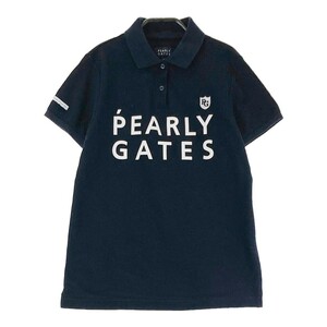 PEARLY GATES パーリーゲイツ 半袖ポロシャツ シアサッカー 2段ロゴ ネイビー系 1 [240101163247] ゴルフウェア レディース