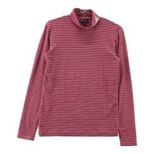 【1円】23区GOLF ニジュウサンクゴルフ ハイネック 裏起毛 長袖Tシャツ ボーダー柄 ピンク系 2 [240001994738] レディース