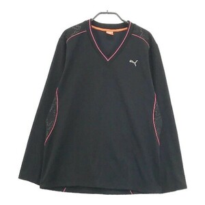 【1円】PUMA GOLF プーマゴルフ 裏起毛 Vネック 長袖 Tシャツ ブラック系 O [240101004083] メンズ